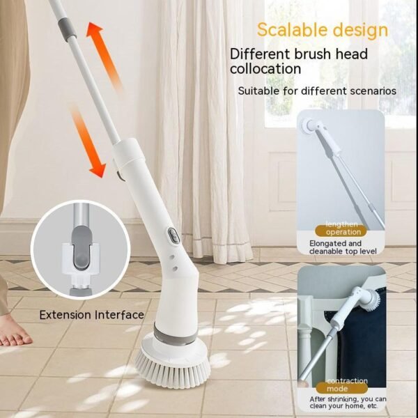 Power Scrub Electric Cleaning Brush Multifunctional Electric Cleaning Brush in use White Electric Cleaning Brush with Type-C charging interface