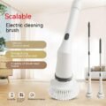 Power Scrub Electric Cleaning Brush Multifunctional Electric Cleaning Brush in use White Electric Cleaning Brush with Type-C charging interface