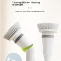 Power Scrub Electric Cleaning Brush Multifunctional Electric Cleaning Brush in use White Electric Cleaning Brush with Type-C charging interface